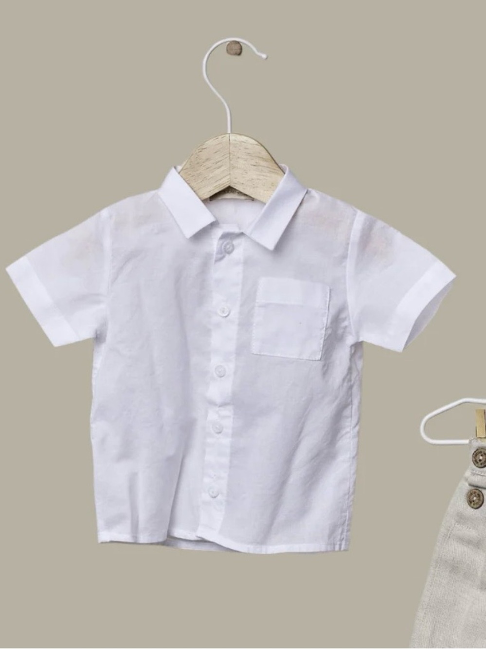 White Short-Sleeve Button-Up Shirt